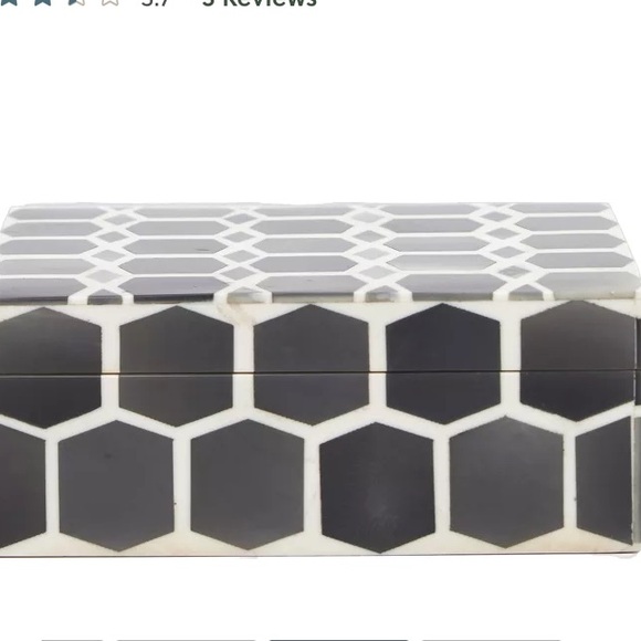 Mela Artisan Granercy Box In Gray Ivory Honeycomb Pattern 5”x5” - Picture 2 of 7
